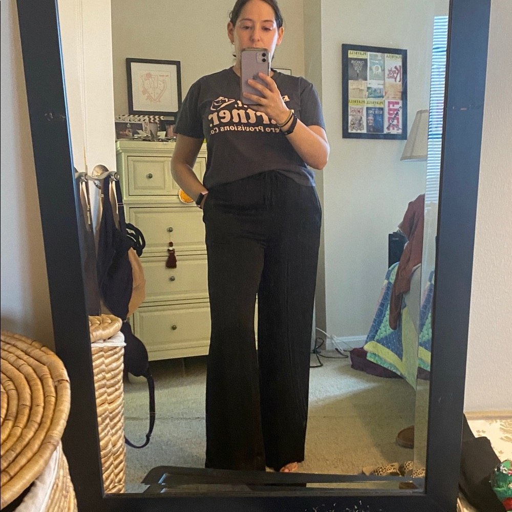 Madewell Black Elastic Waist Silky pull on Pants